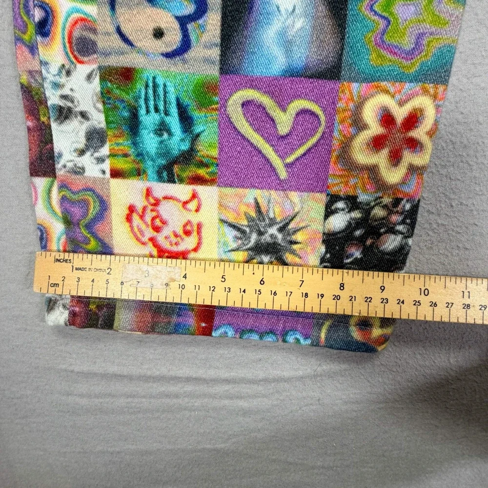 The Ragged Priest Patchwork Print Jeans Womens 14 Multicolor Excellent Y2K Retro - Picture 3 of 9